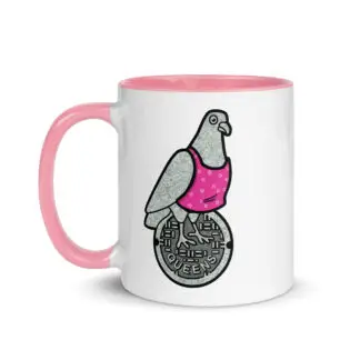 Porch Pigeon Queens Apron Mug with Color Inside