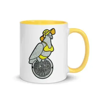 Porch Pigeon Queens Bikini Yellow Mug with Yellow Color Inside